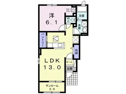 セイバリー IV(1LDK/1階)の間取り写真