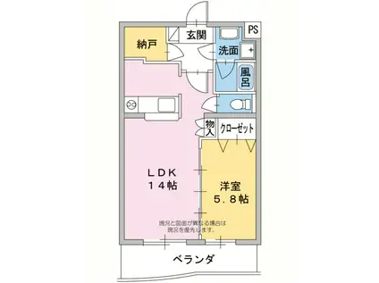 シャリル(1LDK/2階)の間取り写真