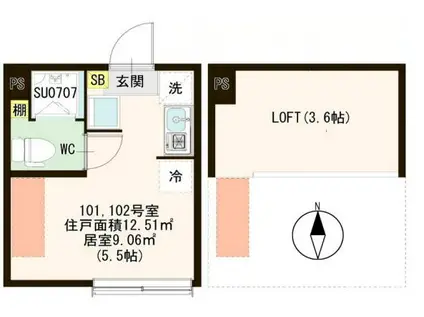 ハーモニーテラス新小岩IV(ワンルーム/1階)の間取り写真