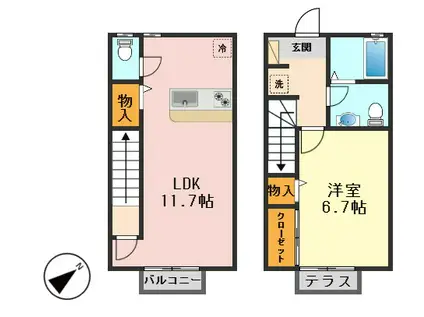 ヴェリナフォー(1LDK/1階)の間取り写真
