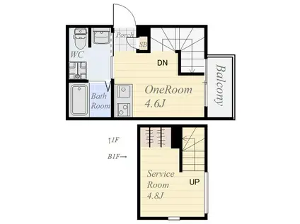 レトルシオン(ワンルーム/1階)の間取り写真