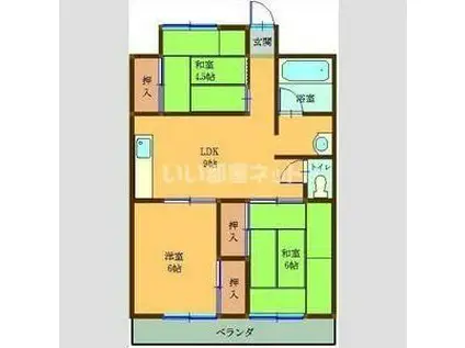 ハイツ小正A(3LDK/4階)の間取り写真