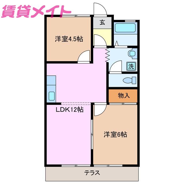 コーポ五反畑(2LDK/1階)の間取り写真