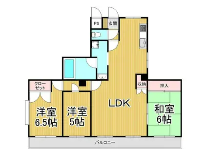 川西町ビル(3LDK/2階)の間取り写真