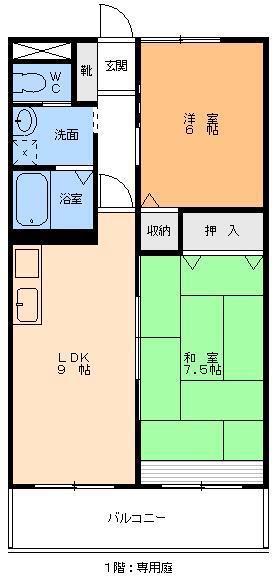 プリメールみなみII(2LDK/3階)の間取り写真