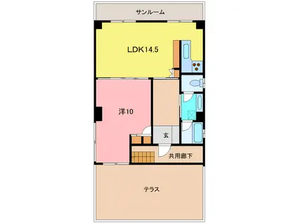 東光ハイツ(1LDK/4階)の間取り写真