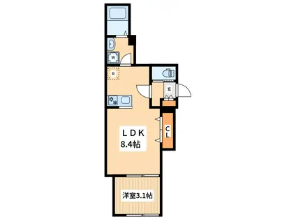 クレイス八王子3(1LDK/1階)の間取り写真