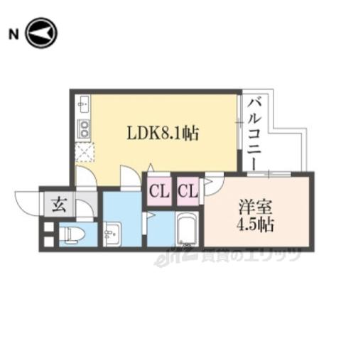 プライベートレジデンス東一条(1LDK/3階)の間取り写真