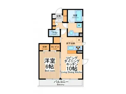 ヒルサイド(1LDK/1階)の間取り写真