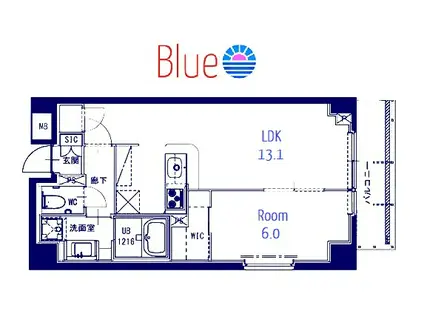 クレサール横中(1LDK/2階)の間取り写真