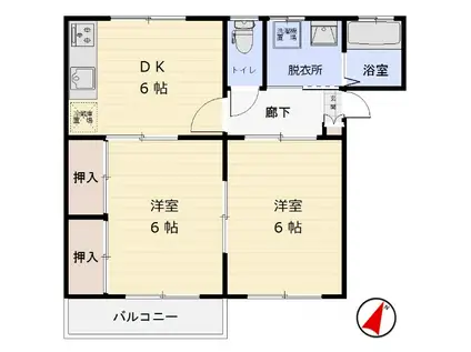 SKパレスII(2DK/2階)の間取り写真