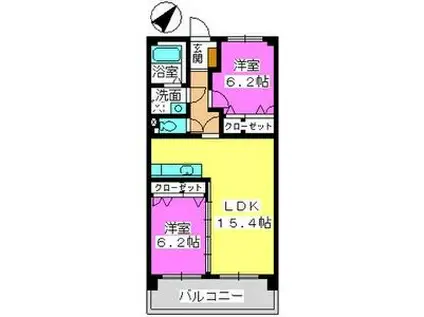 インレット平和(2LDK/6階)の間取り写真