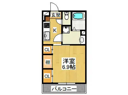 リブリ・COSMOS D(1K/1階)の間取り写真