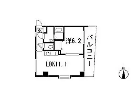 フリーシア(1LDK/2階)の間取り写真
