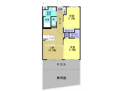 カーサカラ(2LDK/1階)の間取り写真