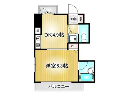 プロクシイスクエア平池(1DK/3階)の間取り写真