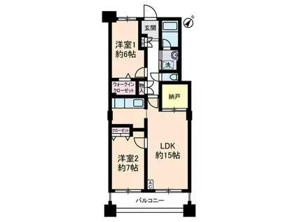 サングランパ(2SLDK/7階)の間取り写真