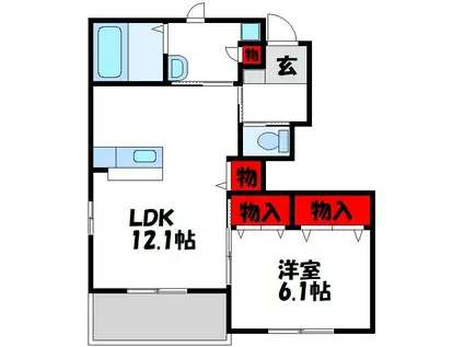 クレシアT&H(1LDK/1階)の間取り写真