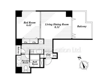 キャビンアリーナ麻布十番(1LDK/3階)の間取り写真