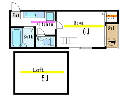 アーバングレイス(1K/2階)の間取り写真
