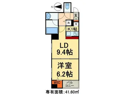 パレステュディオドルチェ日本橋イースト(1LDK/9階)の間取り写真