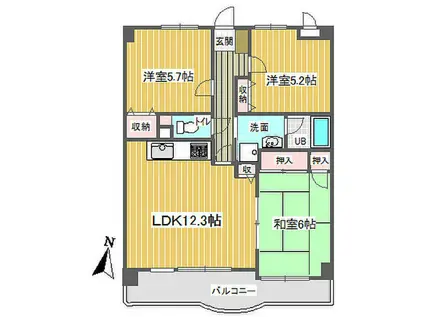 ベルウッド2番館(3LDK/3階)の間取り写真