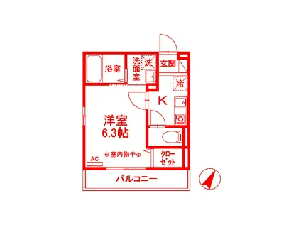 セジュール大船(1K/1階)の間取り写真