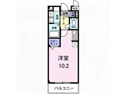サンハイム武里(ワンルーム/1階)の間取り写真