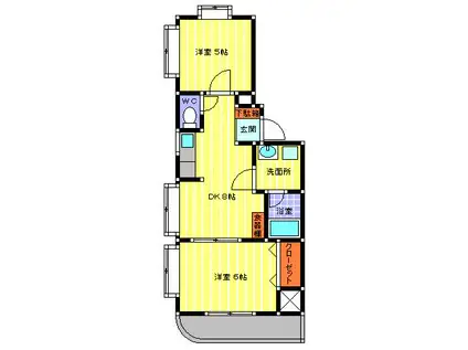 T-55(2DK/3階)の間取り写真