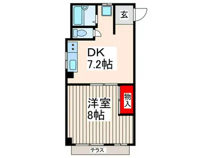 メゾンマロニエ(1DK/1階)の間取り写真