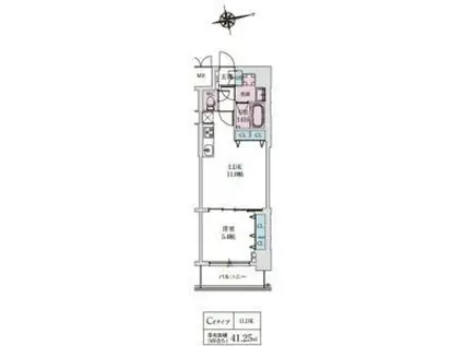 スプランディッド上本町ウエストII(1LDK/4階)の間取り写真