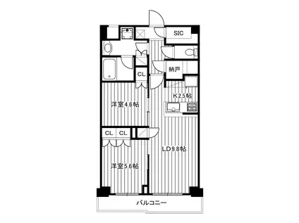 NIIYA平和台(2LDK/4階)の間取り写真
