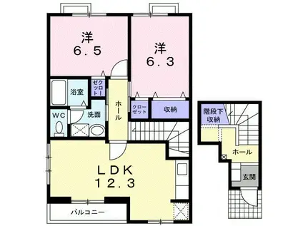 アンソレイエ白羽A(2LDK/2階)の間取り写真