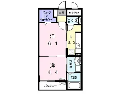 サニーコート(2K/1階)の間取り写真