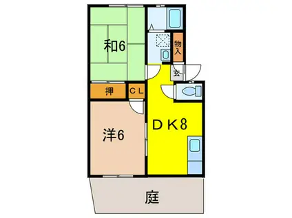 サウンズヒル仁川 II(2DK/1階)の間取り写真