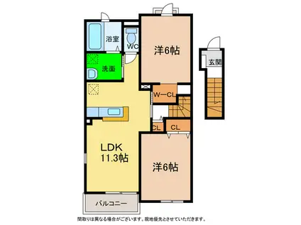 ハーベスト25A・B(2LDK/2階)の間取り写真