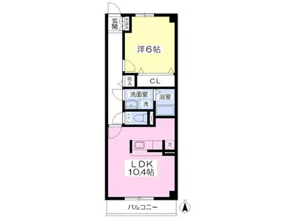 ライラックI(1LDK/3階)の間取り写真