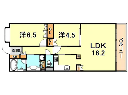 アーバネックス三宮磯辺通(2LDK/12階)の間取り写真