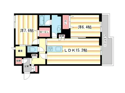 シャトードール プレミア(2LDK/4階)の間取り写真