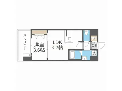 スワンズシティ大阪エスクレア(1LDK/13階)の間取り写真