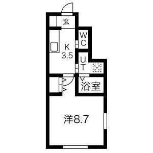 NOV さくら通(1K/1階)の間取り写真