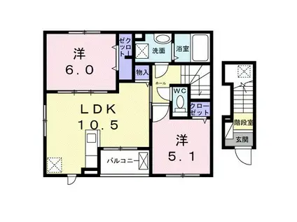 クレスト コート(2LDK/2階)の間取り写真