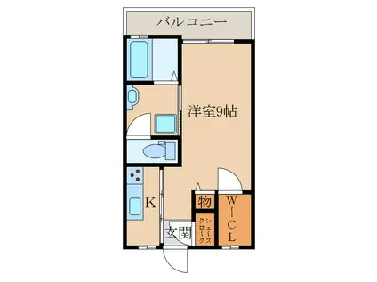 WINWIN大浦(1K/1階)の間取り写真