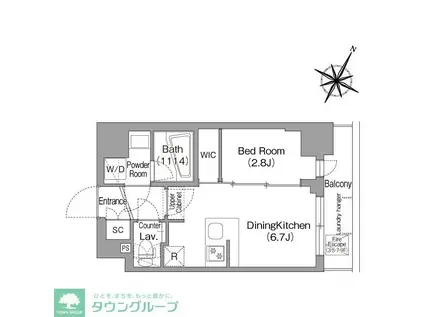 コンフォリア・リヴ新中野サウス(1DK/6階)の間取り写真