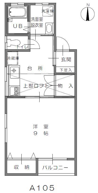 BIGウェーブIIA(1DK/1階)の間取り写真