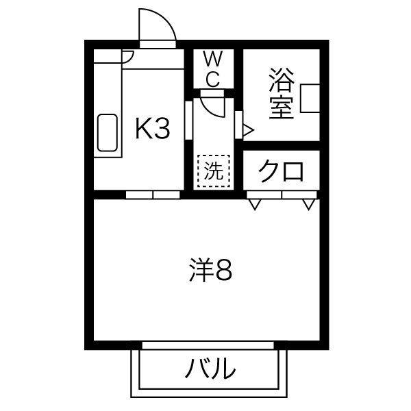 連坊エステート(1K/2階)の間取り写真