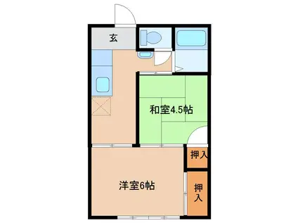 上総ハイツ(2DK/1階)の間取り写真