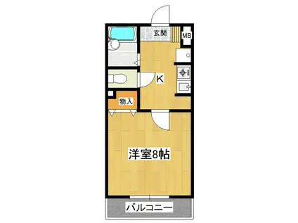 トップアスリートII(1K/2階)の間取り写真