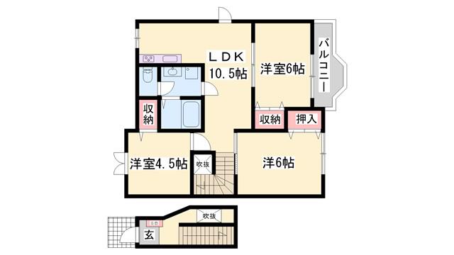 パークサイドI(3LDK/2階)の間取り写真