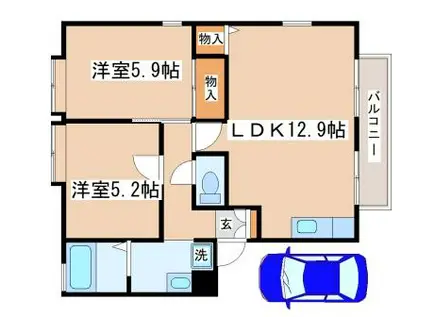 スカイヴィレッジ(2LDK/1階)の間取り写真